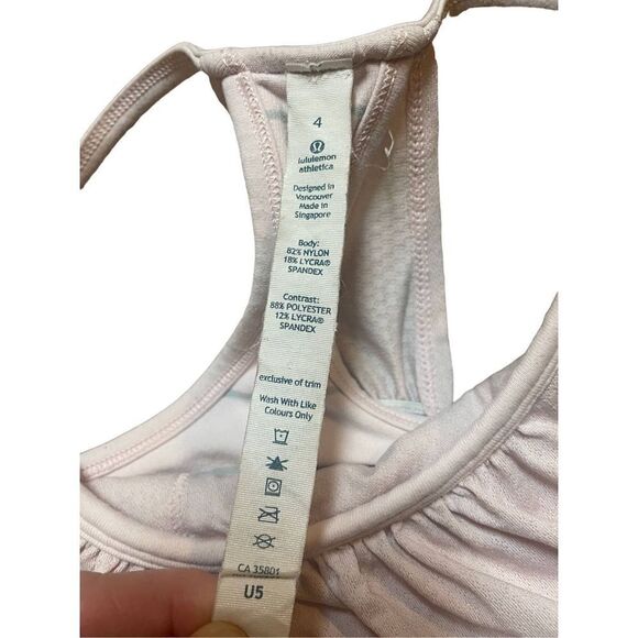 Lululemon No Limit Tank Top Shirt w Built in Sports Bra size 4 light pink - Picture 3 of 7